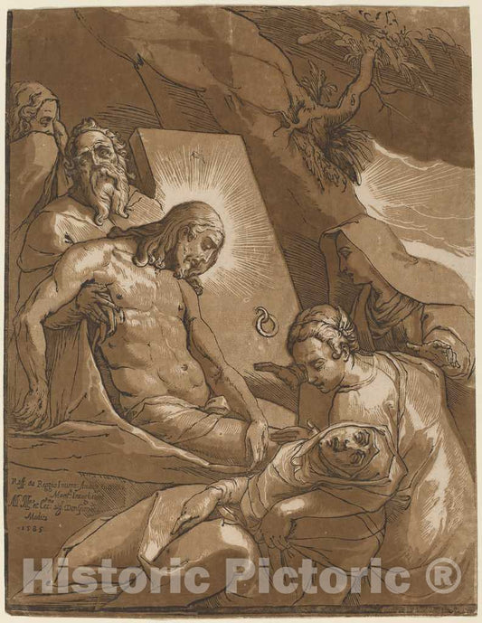Art Print : Andreani After Raffaello Motta, The Entombment, 1585 - Vintage Wall Art