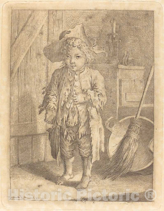 Art Print : Daniel Nikolaus Chodowiecki, Poor Boy Showing His Navel, 1758 - Vintage Wall Art