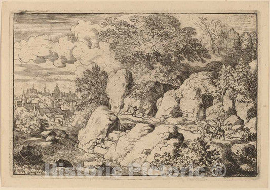 Art Print : Allart Van Everdingen, Two Horsemen on a Rocky Path, c.1651 - Vintage Wall Art