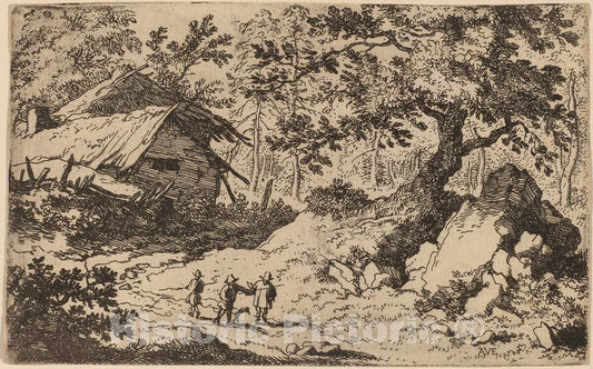 Art Print : Allart Van Everdingen, Ruinous Cottage, c.1651 - Vintage Wall Art