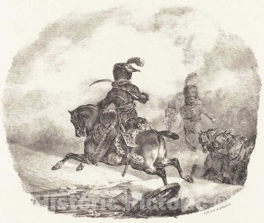 Art Print : ThÃ©odore Gericault, Light Artillery Officer of The Imperial Guard (Officier d'artillerie legerie de la Garde imperiale), 1823 - Vintage Wall Art