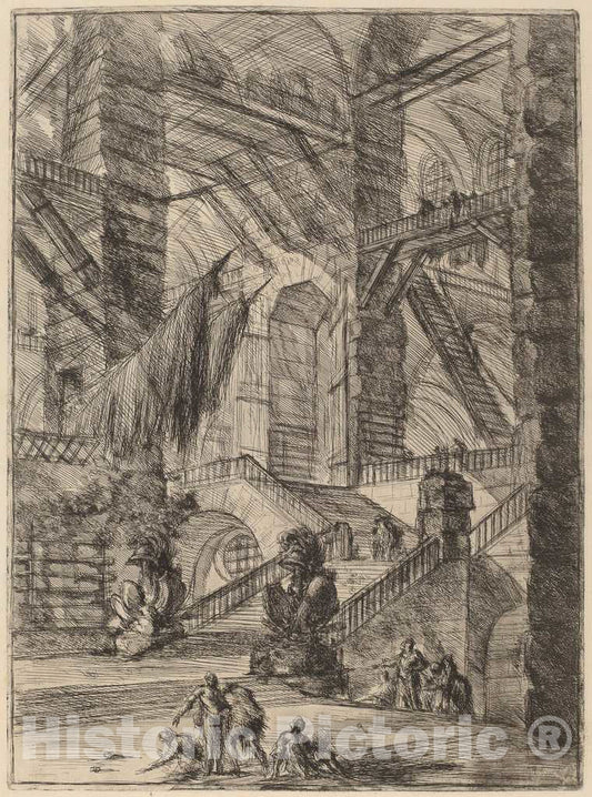 Art Print : Giovanni Battista Piranesi, The Staircase with Trophies, c.1750 - Vintage Wall Art