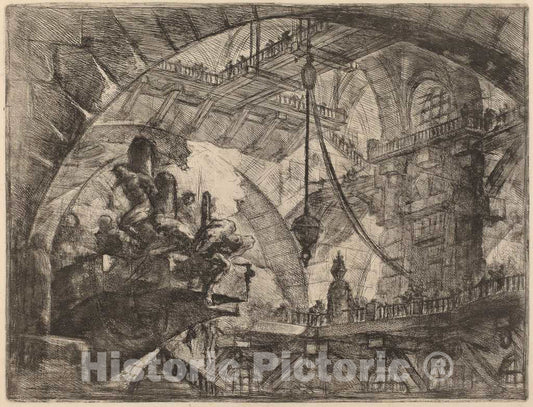 Art Print : Giovanni Battista Piranesi, Prisoners on a Projecting Platform, c.1750 - Vintage Wall Art