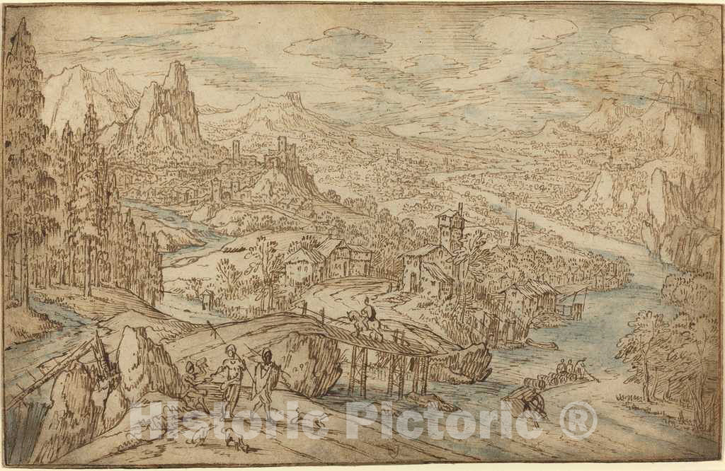Art Print : Tobias Verhaecht, River Landscape - Vintage Wall Art