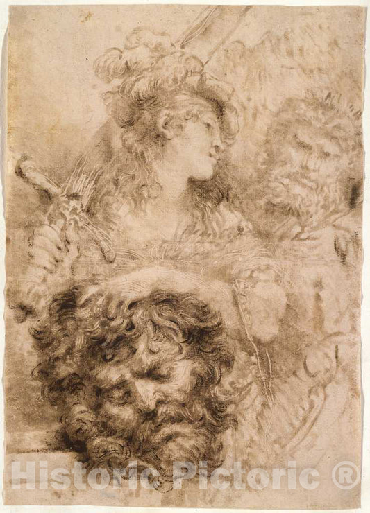 Art Print : Giovanni Benedetto Castiglione, David with The Head of Goliath, c. 1655 - Vintage Wall Art