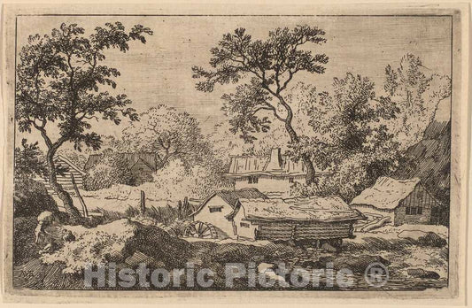 Art Print : Allart Van Everdingen, Mill Below a Waterfall, c.1651 - Vintage Wall Art