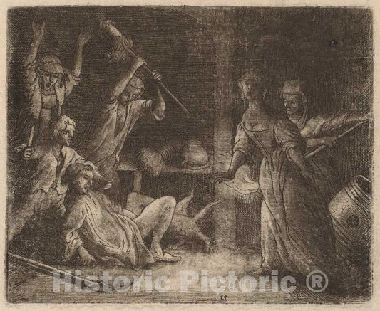 Art Print : Allart Van Everdingen, The Cat Trapped and Beaten, c.1651 - Vintage Wall Art