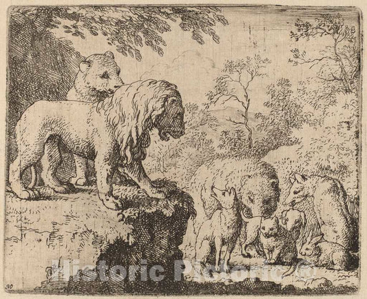 Art Print : Allart Van Everdingen, The Lion Pardons Reynard Before The Other Animals, c.1651 - Vintage Wall Art