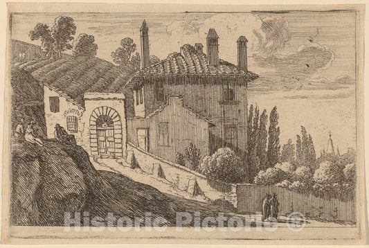 Art Print : Herman Van Swanevelt, View of an Italian Villa - Vintage Wall Art