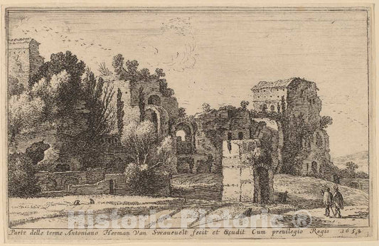 Art Print : Herman Van Swanevelt, The Baths of Caracalla - Vintage Wall Art