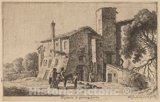 Art Print : Herman Van Swanevelt, Inn at The Prima Porta - Vintage Wall Art