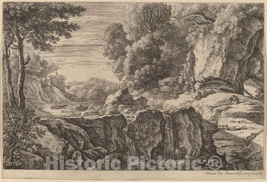 Art Print : Herman Van Swanevelt, The Small Waterfall - Vintage Wall Art