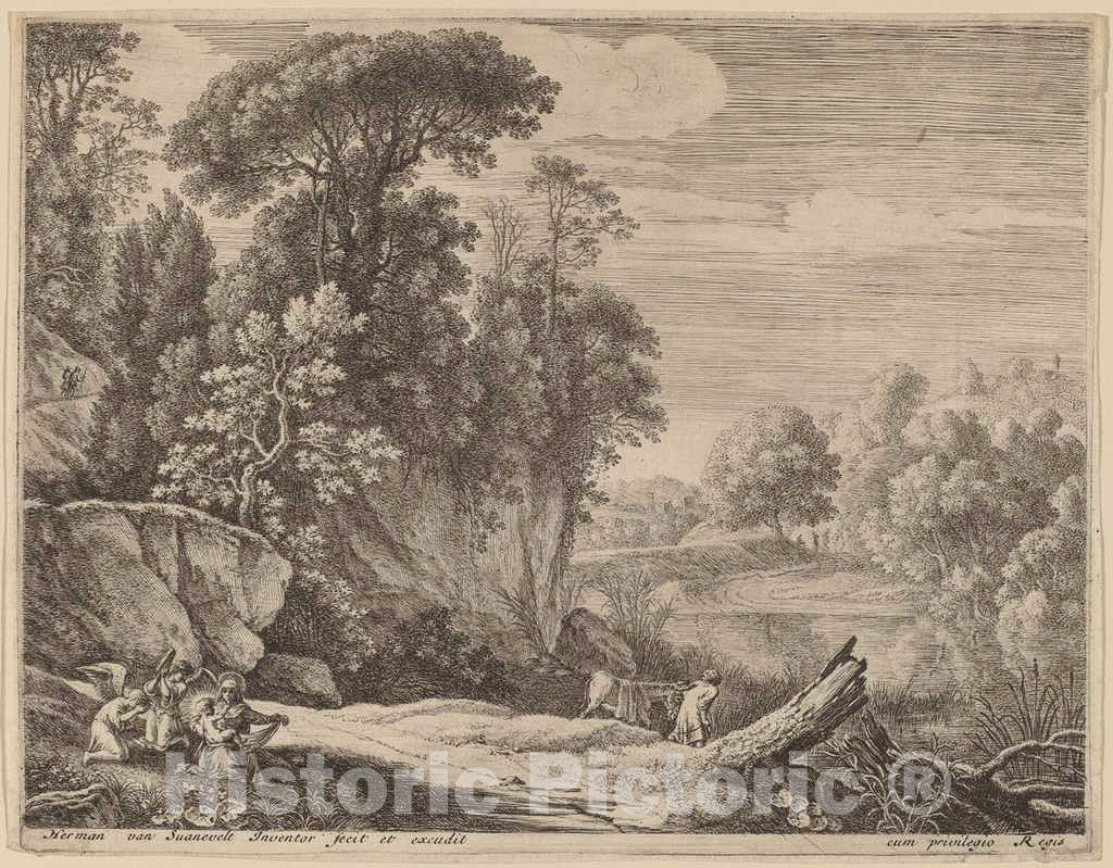 Art Print : Herman Van Swanevelt, The Donkey Led to The River - Vintage Wall Art