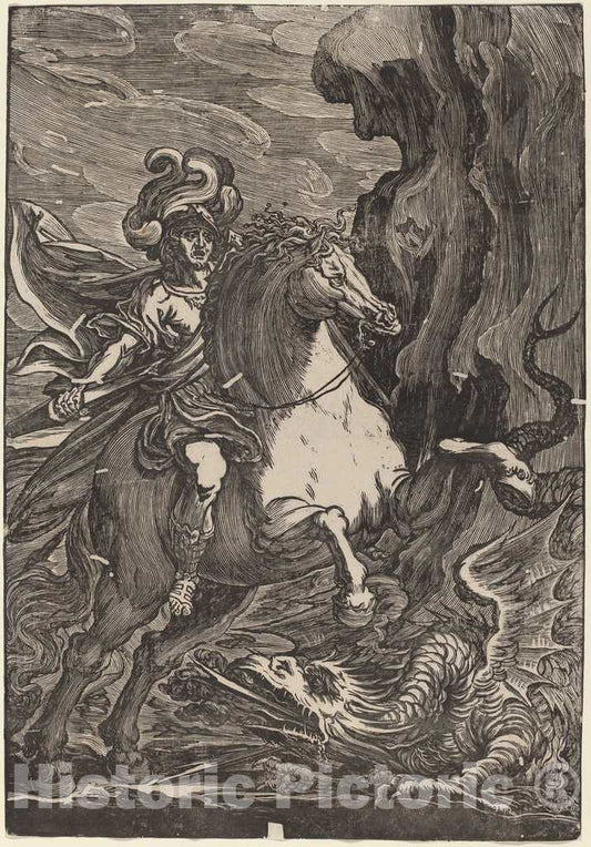 Art Print : Giuseppe Scolari, Saint George and The Dragon - Vintage Wall Art
