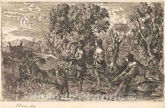 Art Print : Claude Lorrain, The Ford (Le Passage du guÃ©), 1634 - Vintage Wall Art