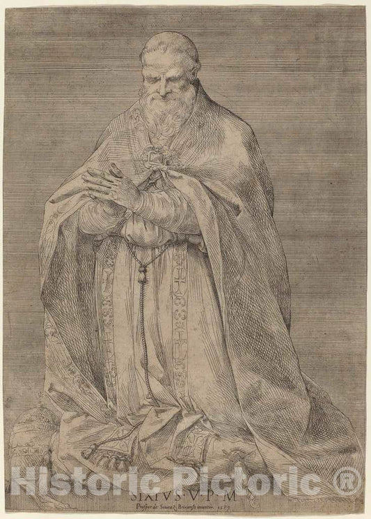 Art Print : Prospero Bresciano, Pope Sixtus V, 1589 - Vintage Wall Art