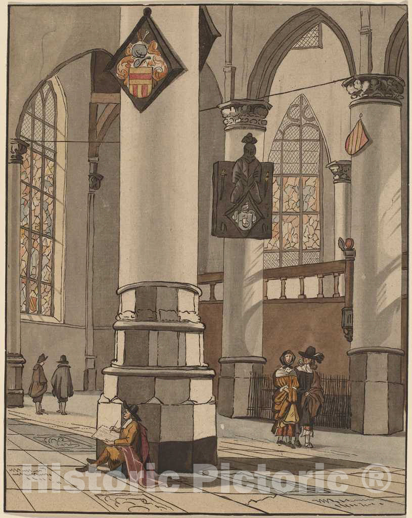 Art Print : Amstel and Schreuder After Saenredam, Church Interior, 1774 - Vintage Wall Art