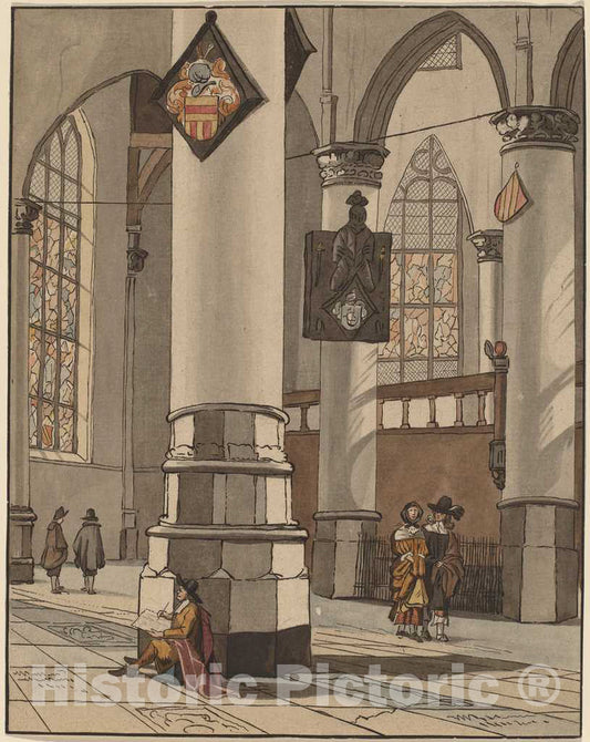 Art Print : Amstel and Schreuder After Saenredam, Church Interior, 1774 - Vintage Wall Art