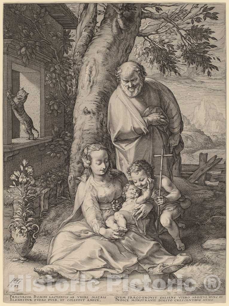 Art Print : Hendrik Goltzius, The Holy Family, 1593 - Vintage Wall Art
