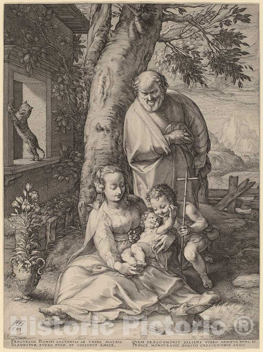 Art Print : Hendrik Goltzius, The Holy Family, 1593 - Vintage Wall Art