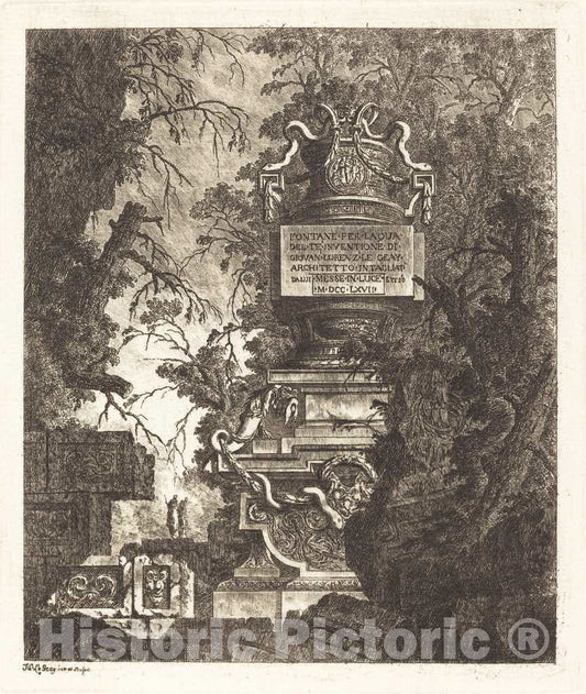 Art Print : Laurent Legeay, Frontispiece for Fountains, 1768 - Vintage Wall Art