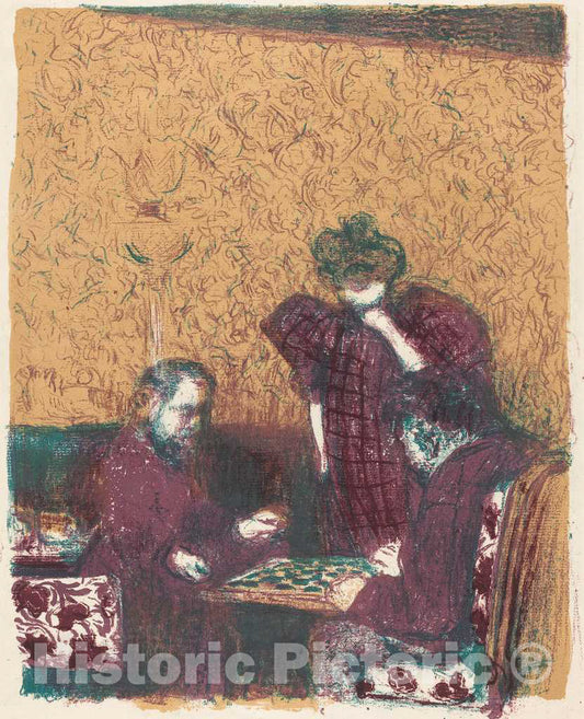 Art Print : Edouard Vuillard, Game of Checkers (La Partie de Dames), c.1897 - Vintage Wall Art