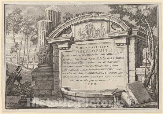 Art Print : Giampiccoli and Battista Tiepolo, Classical Ruins in a Landscape: Frontispiece - Vintage Wall Art