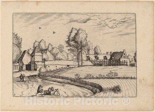Art Print : Doetechum, Country Houses, in or Before 1676 - Vintage Wall Art