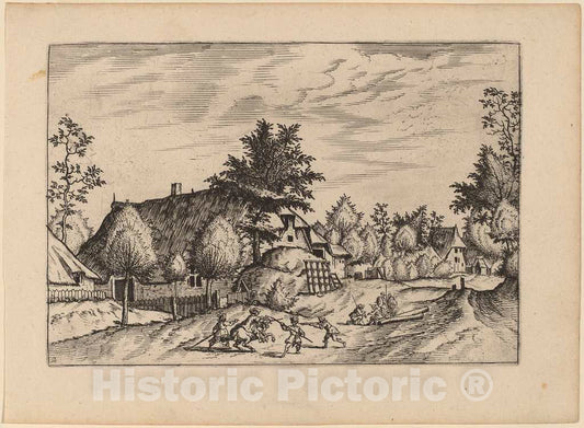 Art Print : Doetechum, Village Street, in or Before 1676 - Vintage Wall Art