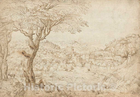 Art Print : Bruegel The Elder, Landscape with The Penitence of Saint Jerome, 1553 - Vintage Wall Art