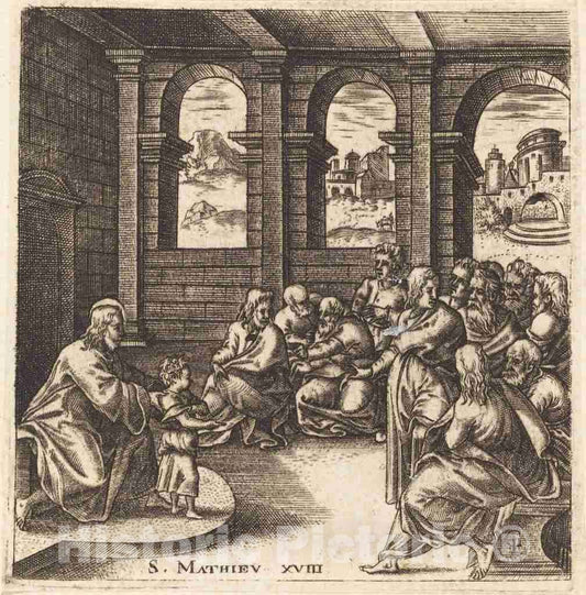 Art Print : LÃ©onard Gaultier, The Greatest in The Kingdom of Heaven Will be Humble Like a Child, c.1578 - Vintage Wall Art