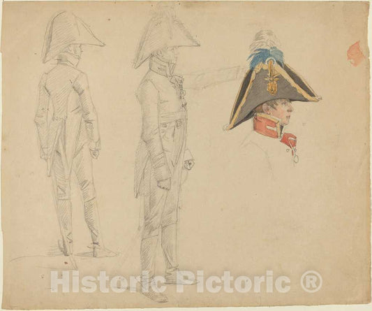 Art Print : Kobell, Studies of Major von Washington - Vintage Wall Art
