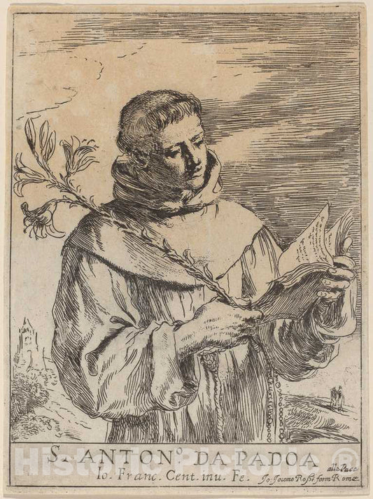 Art Print : Giovanni Francesco Barbieri, Saint Anthony of Padua - Vintage Wall Art