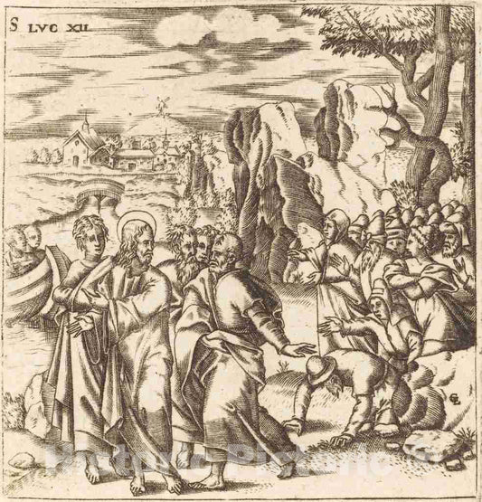 Art Print : LÃ©onard Gaultier, Christ Teaching The Multitude, c.1578 - Vintage Wall Art