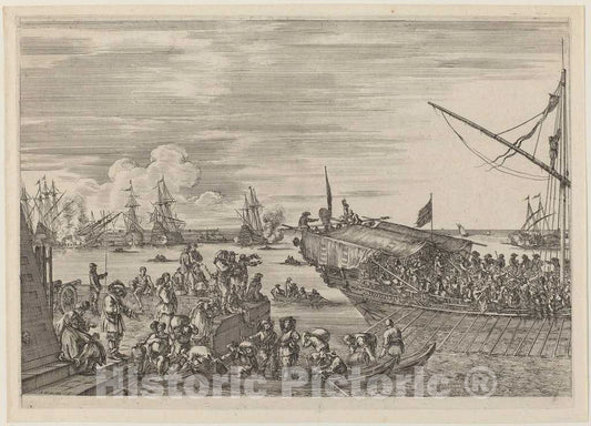 Art Print : Stefano Della Bella, Departure of a Ship, c.1655 - Vintage Wall Art