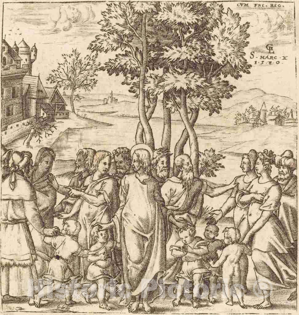 Art Print : LÃ©onard Gaultier, Christ Blesses The Children, c.1578 - Vintage Wall Art