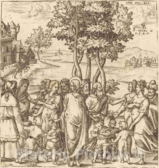 Art Print : LÃ©onard Gaultier, Christ Blesses The Children, c.1578 - Vintage Wall Art