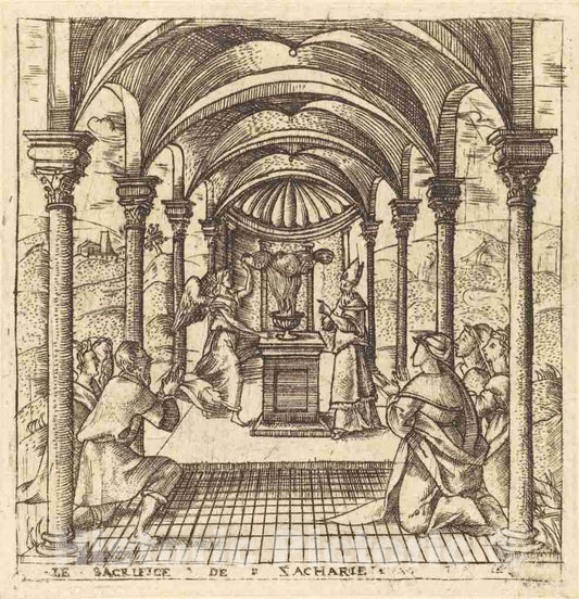 Art Print : LÃ©onard Gaultier, Zacharias and The Angel of The Lord, c.1578 - Vintage Wall Art