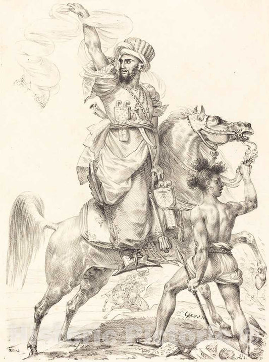 Art Print : Antoine-Jean Gros, The Chief of The Mamelukes on Horseback, 1817 - Vintage Wall Art