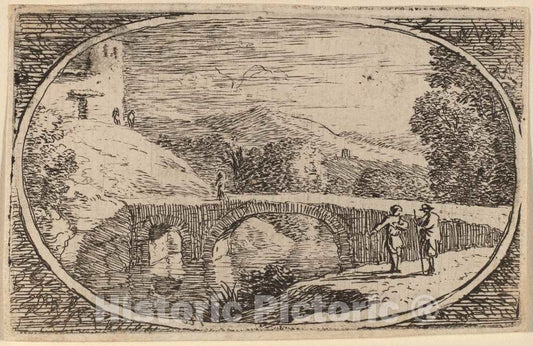 Art Print : Herman Van Swanevelt, A Stone Bridge - Vintage Wall Art