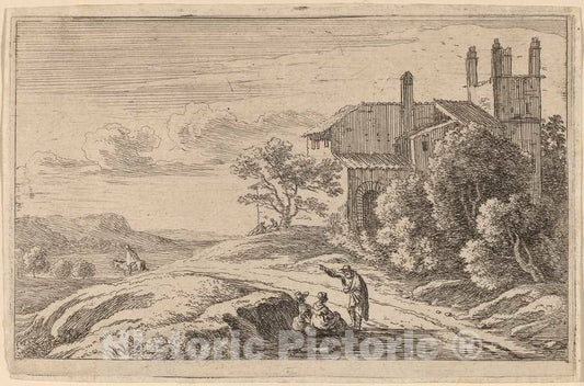 Art Print : Herman Van Swanevelt, Building with a Square Tower - Vintage Wall Art