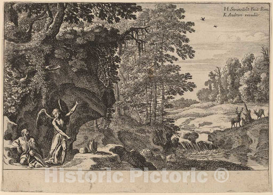Art Print : Herman Van Swanevelt, Elijah in The Wilderness - Vintage Wall Art