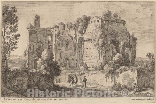 Art Print : Herman Van Swanevelt, Landscape with The Cardinal - Vintage Wall Art
