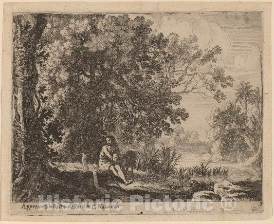 Art Print : Herman Van Swanevelt, John The Baptist in The Wilderness - Vintage Wall Art