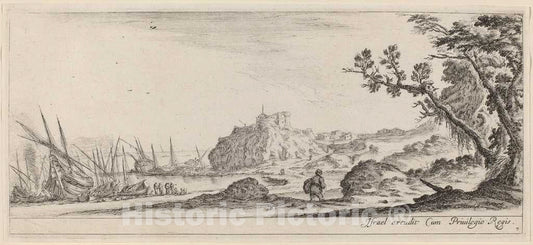 Art Print : Stefano Della Bella, Boats on The Seashore, in or Before 1647 - Vintage Wall Art