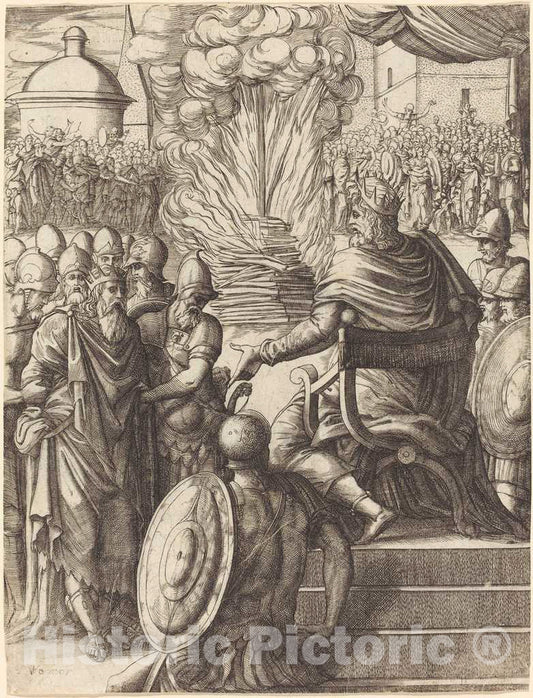 Art Print : Pierre Woeiriot, Heraclius Sentencing The Tyrant Phocas - Vintage Wall Art