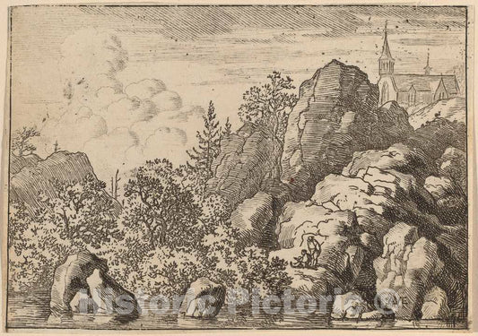 Art Print : Allart Van Everdingen, Church on a Hill, c.1651 - Vintage Wall Art