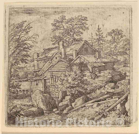Art Print : Allart Van Everdingen, Hamlet on a Mountain Side, c.1651 - Vintage Wall Art