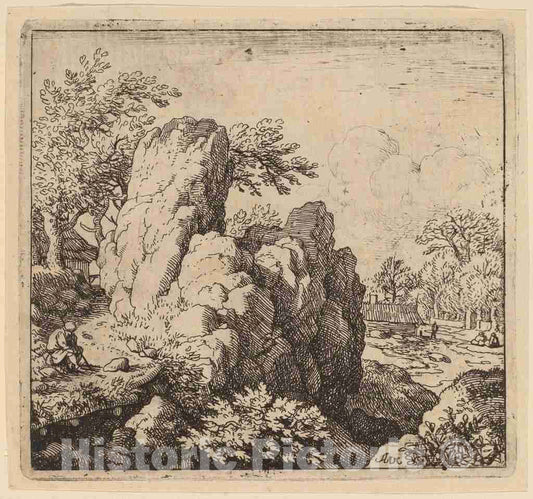 Art Print : Allart Van Everdingen, Large Rock, c.1651 - Vintage Wall Art