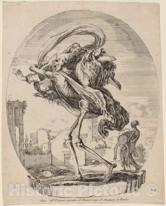 Art Print : Stefano Della Bella, Death Carrying a Woman, 1648 - Vintage Wall Art